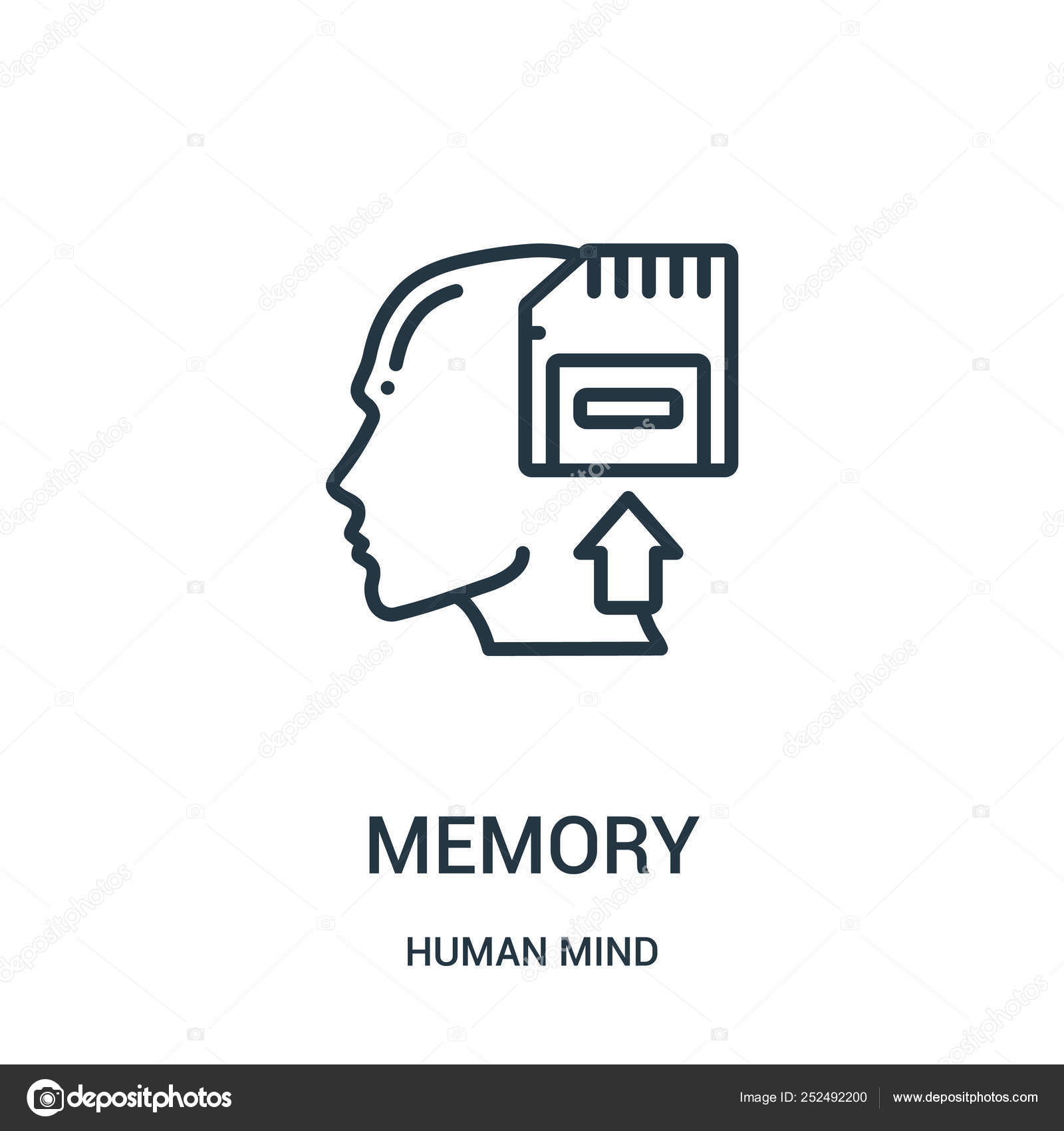 Memory icon vector from human mind collection. Thin line memory